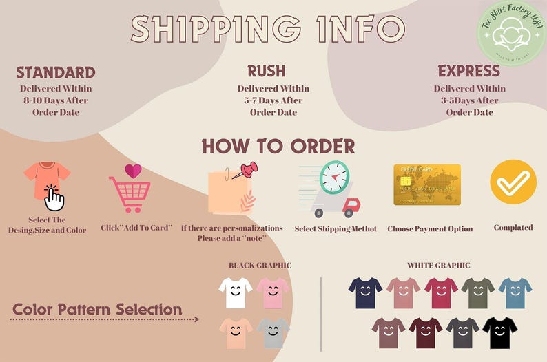 an info sheet describing how to order a t - shirt