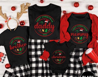 Camiseta de la primera Navidad en familia, Primera Navidad como mamá, Camiseta personalizada a juego para la primera Navidad en familia, Camiseta de mi primera Navidad