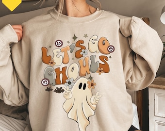 Lets go ghouls Sweathirt, Vintage Halloween Sweatshirt, Retro Fall Shirt, Fall Shirt,Vintage Ghost Shirt, Stay Spooky Sweatshirt,Ghost Shirt