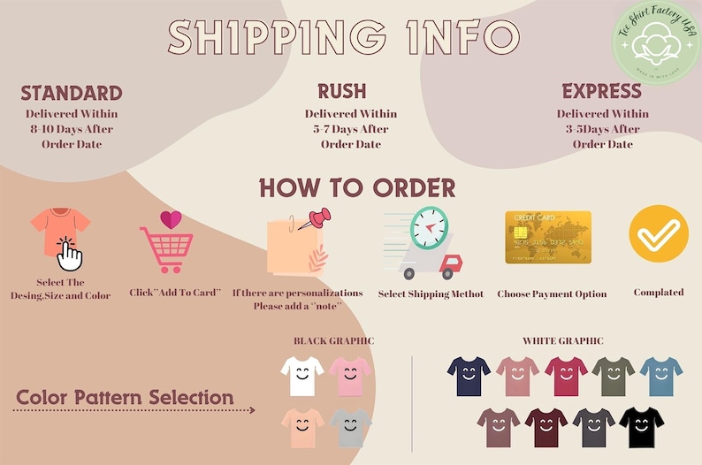 an info sheet describing how to order a t - shirt