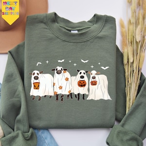 Ghost Cows Sweatshirt, Cows Halloween Sweatshirt, Halloween Ghost Cows Sweatshirt, Spooky Cows Halloween Gifts, Cow Lovers Halloween Gift