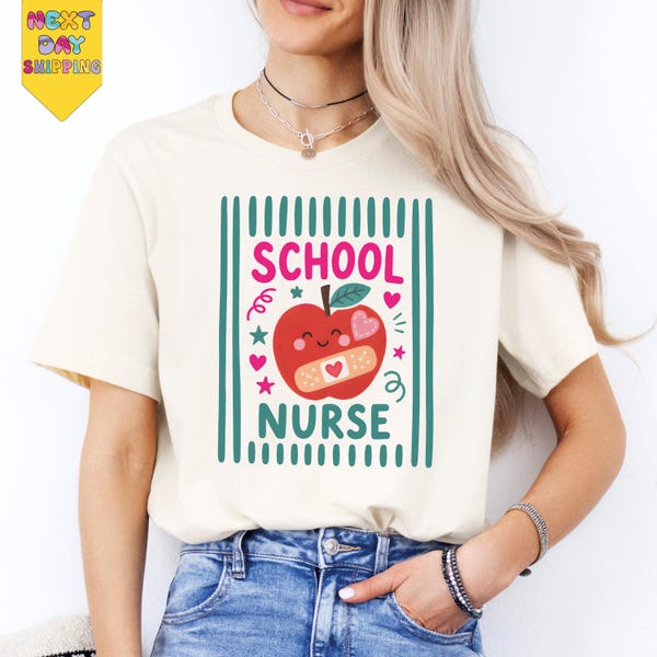School Nurse Shirt Gift, Cute Apple Bandage Back To School, School Nurse Shirt