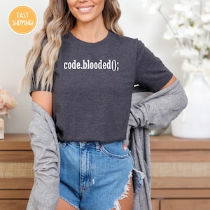 Code-Blooded Tee Funny Code Programmer IT T-shirt Tee Mens Womens Ladies Dad Gift Geek Nerd Present Coder Computer Girls Web Tech Developer