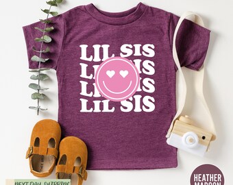 Big Sister Shirt, Big Sis Lil Sis Shirt, Retro Sibling Shirts For Girls, Pregnancy Reveal, Promoted to Big Sister, Pregnancy Announcement