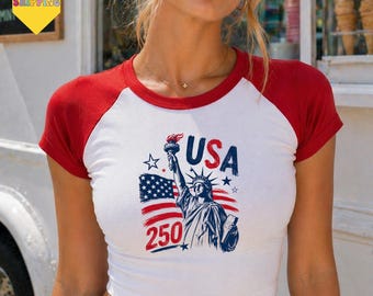 Camiseta raglán para bebé con el número 1776 de Estados Unidos, celebra el 250 aniversario, 250 años de libertad, camiseta Bella Canvas, estilo años 90 Y2K de EE. UU.