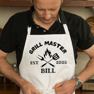 Grill Master Apron, BBQ Apron, Grill Apron, Personalized Apron, Grill Dad Gift, Great Chef, Apron For Men, Barbeque Apron, Grilling Apron