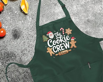 The Cookie Crew Apron, Personalized Apron, Name Apron, Custom Kitchen Apron, Christmas Apron, Family Baking, Gift For Christmas, Cookie Gift
