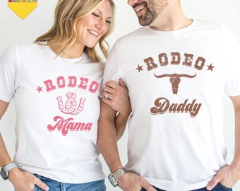 Family Rodeo Mama Shirt Western Mama Shirt Rodeo Shirts for Women Pink Rodeo Shirt Rodeo Daddy Tee Matching Birthday Shirts