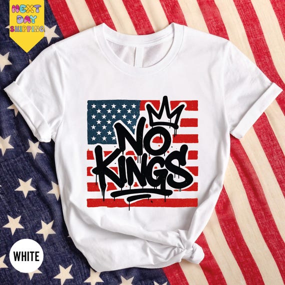 No Kings Graffiti T-Shirt – Anti Monarchy Streetwear, Protest Shirt for No Kings Day, Urban USA Flag Graphic Tee, Anti MAGA Shirt