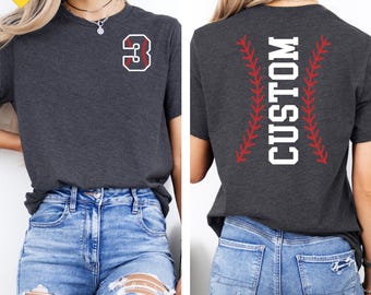 Custom Baseball Number and Name Tshirt, Baseball Custom Shirt,Baseball Mom Tee,Personalized Baseball,Custom Baseball