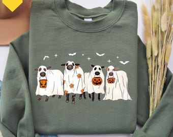 Ghost Cows Sweatshirt, Cows Halloween Sweatshirt, Halloween Ghost Cows Sweatshirt, Spooky Cows Halloween Gifts, Cow Lovers Halloween Gift