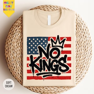 No Kings Graffiti T-Shirt – Anti Monarchy Streetwear, Protest Shirt for No Kings Day, Urban USA Flag Graphic Tee, Anti MAGA Shirt