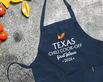 Personalized Chili Cook Off Aprons, Custom Hot Pepper Cooking Contest Champion Prize, Customized Accessory Gifts For Chef