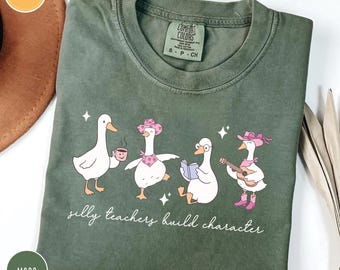 Comfort Colors®Silly Teacher Goose Shirt, Western Teacher Tshirt, Cute Back to School Tee, Teacher Appreciation Gift, Funny Gift For Teacher