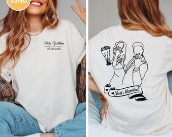 Personalized Mr and Mrs, Custom Wifey and Hubby Shirt, Bride and Groom Est, Wife And Husband Shirts, Just Married Tshirt, Honeymoon T-shirt
