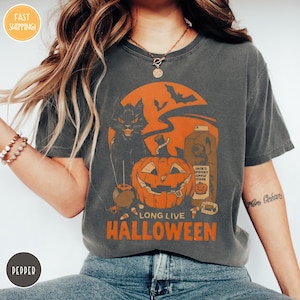 Camisa retro de Halloween Comfort Colors®, ¡Viva Halloween!, Camisa vintage de Halloween, Halloween retro, Ropa de otoño, Camisa de calabaza de temporada espeluznante.