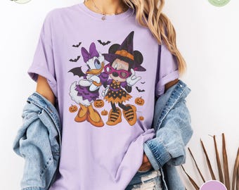 Comfort Colors® Retro Minnie Daisy Halloween Shirt, Spooky Disney Besties, Trick Or Treat 2026 Tee, Disneyland Halloween Matching Trip Shirt