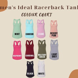 women's ideal racerback tank color chart