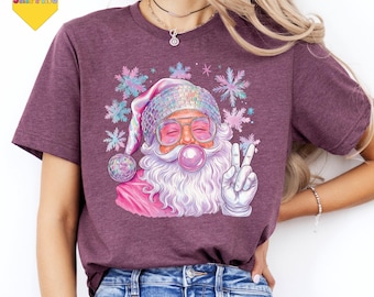 Santa Girls Christmas Shirt Bubble Gum Christmas Shirt Christmas Pink Santa Toddler TShirt Mommy and Me Christmas Shirt Matching Toddler Tee