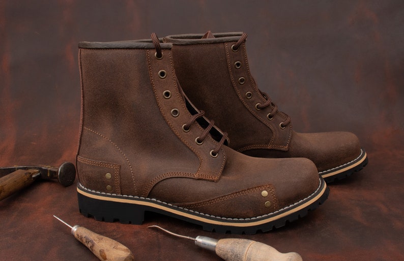 Leather Handmade Boots, Brown Leather Finish Premium Quality Boots, All