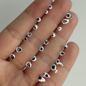 Micro-stekeroorbel, kleine sierlijke bubbel alledaagse steker, meerdere doorboorde oorsieraden, gesmolten zilveren biologische sieraden, zilveren korrel, perfect cadeau