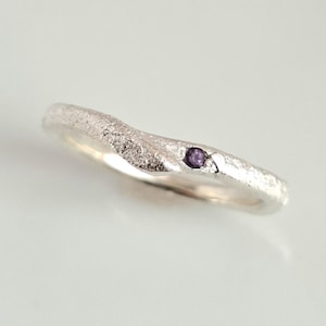 Dainty Silver Ring with Natural Gemstone, Sterling Thin Stacking Jewelry for Everyday