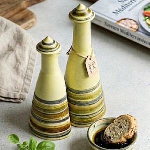 Huilier Vinaigrier Marcel Guillot signé – Ensemble en Céramique Vintage Années 50 – Art de la Table Français