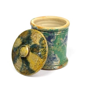 Boîte Charles Greber (1853 - 1935) - Art Nouveau, grès flammé vert et bleu - céramique française début XXème