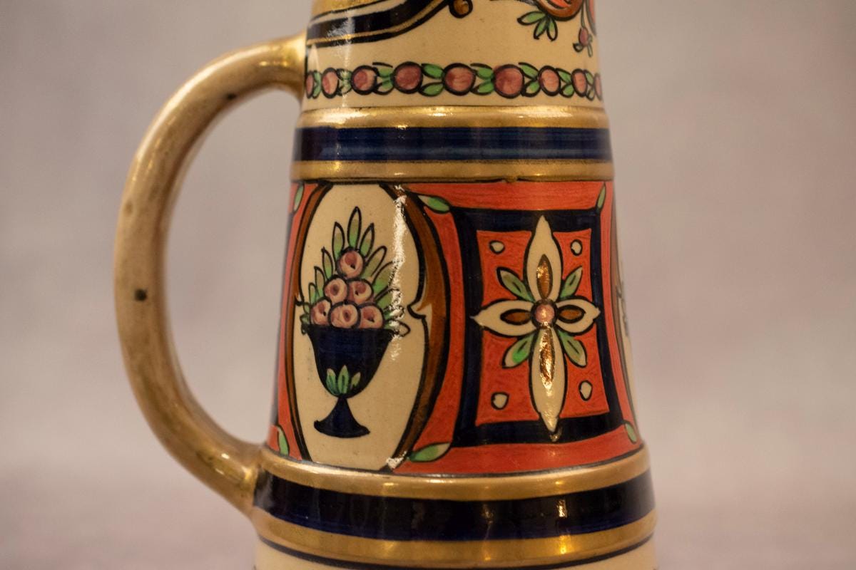 Alfred Renoleau Art Nouveau Decorative Carafe – Signed Glazed