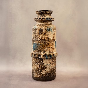 Fat Lava Vase Carstens Tönnieshof W. Germany, blue-brown glazed stoneware, design 1960s, West German ceramic - For collector or enthusiast