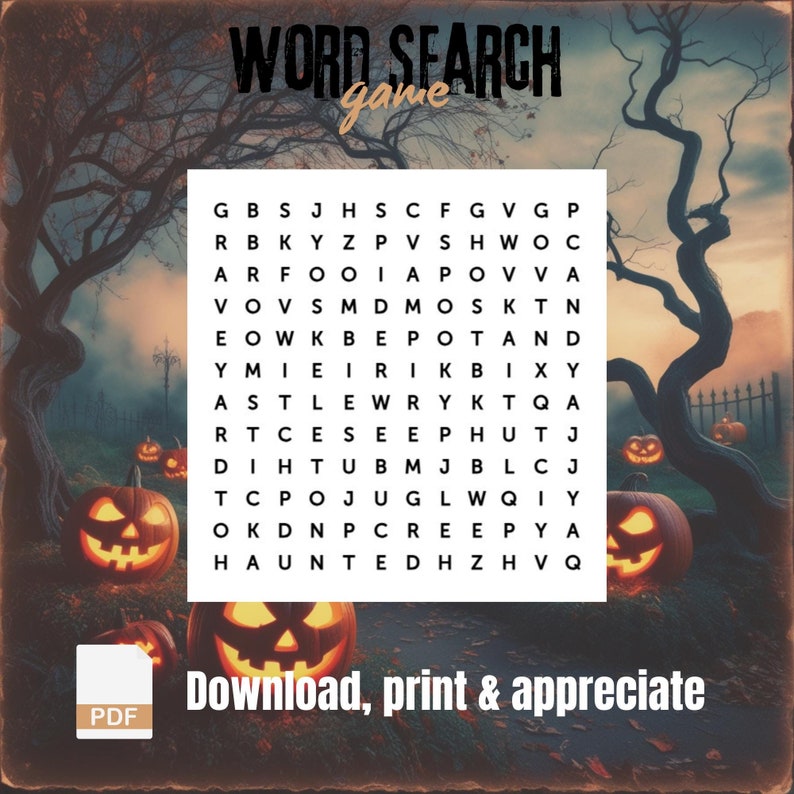 Halloween Word Search Game Word Search Game PDF PDF Games to Print