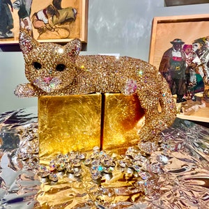 Crystal Rhinestone Cat Sculpture