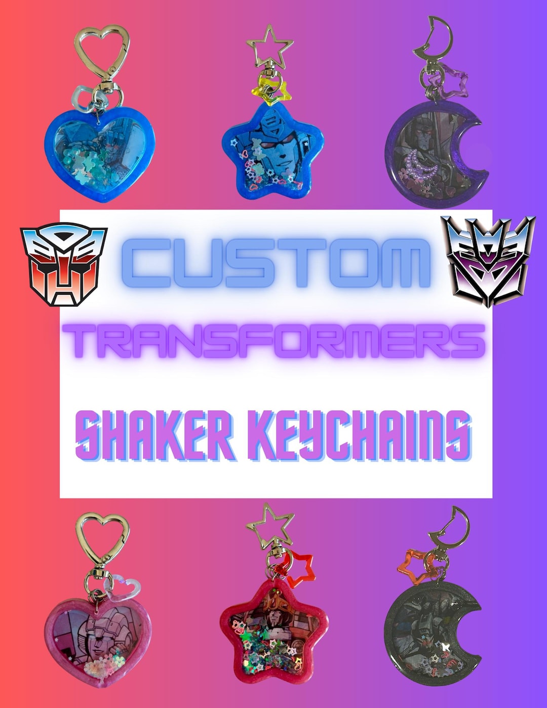 Custom Shaker Keychains Custom Transformers Shaker Keychains - Etsy