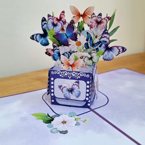 Card Mavens Butterflies Box 3D Pop Up Birthday Card for Women Mother's Day Grandmother Grandfather Thank You Get Well Sympathy Condolence
