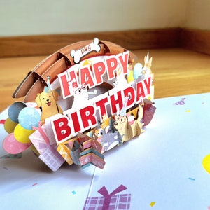 Carte Joyeux anniversaire chien Mavens Carte pop-up 3D Chien Chiot amoureux Femmes Hommes Grand-mère Grand-père Épouse Mari Fils Fille Mère Tante