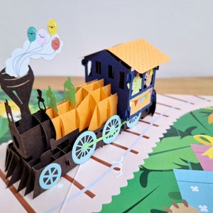 Carte Mavens Train véhicule carte d'anniversaire garçon fille enfants enfant carte pop-up petit-fils petits-enfants petite-fille fils fille 3D petit-enfant