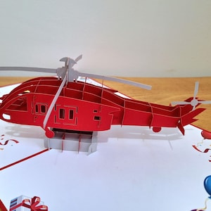 Carte Mavens - Carte d'anniversaire 3D pop-up hélicoptère pour enfants Hommes Femmes Retraite Bon rétablissement Félicitations Fête des Pères Nouvel emploi Carte