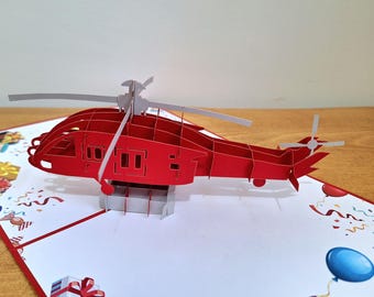 Card Mavens - Tarjeta emergente de cumpleaños en 3D con forma de helicóptero para niños, hombres y mujeres, jubilación, recupérate pronto, felicitaciones, día del padre, tarjeta de nuevo trabajo