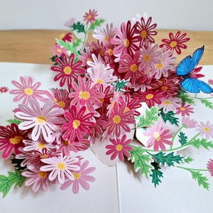 Kaart Mavens Daisy Flower Moederdagkaart Pop-up 3D-verjaardagskaart vrouwen moeder oma verjaardag vrouw kaart pop-up voor haar beterschap dochter