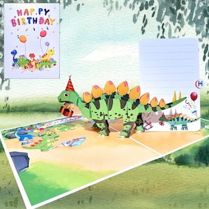 Carte 3D Mavens Dinosaure Pop Up Carte-cadeau pour garçon fille Carte de voeux Enfants Petit-fils Petite-fille Petits-enfants Dinosaure Anniversaire Thème