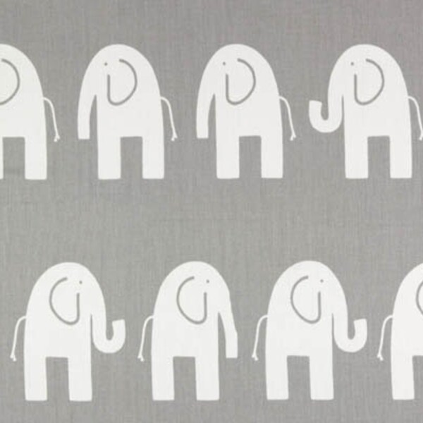 Elephants Ele fabric | Storm White Grey | Premier Prints