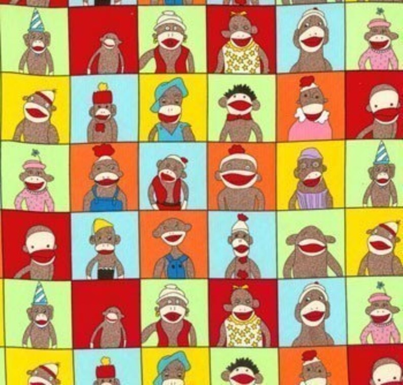 5 Funky Sock Monkey Gift Wrapping Paper Erin Michael Moda Etsy