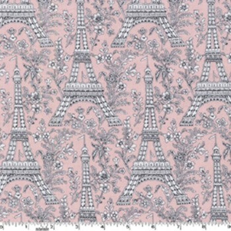 Paris Eiffel Tower Fabric Pink Blossom Last Pieces Michael Etsy