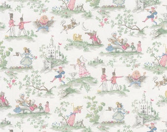 Covington Over the Moon fabric White Nursery Rhyme Toile Nursery Baby Room Decor