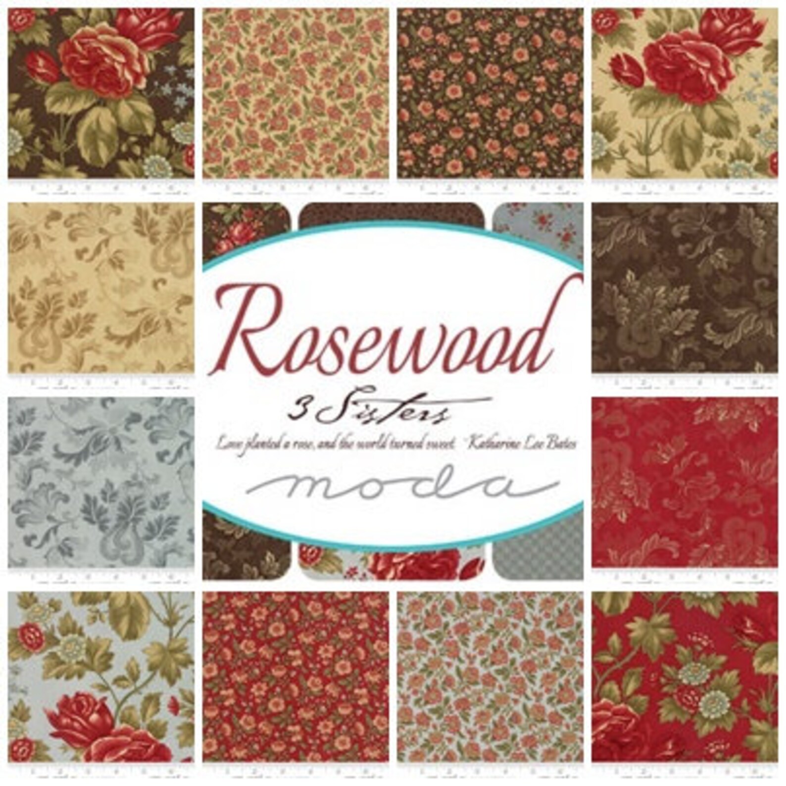 3 Sisters Rosewood fabric Set of 12 Full Yards Half Yards Etsy