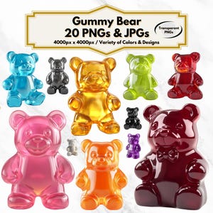 Gummy Bear Clipart: Colorful Candy Designs (PNG, JPG)