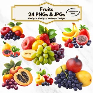 Fruits Clipart, Fruits Png, Fruit Clipart, Fruit PNG, Fruit JPG, Tropical Fruit Clipart, Citrus PNG, Fresh Fruit Clipart, Food Clipart