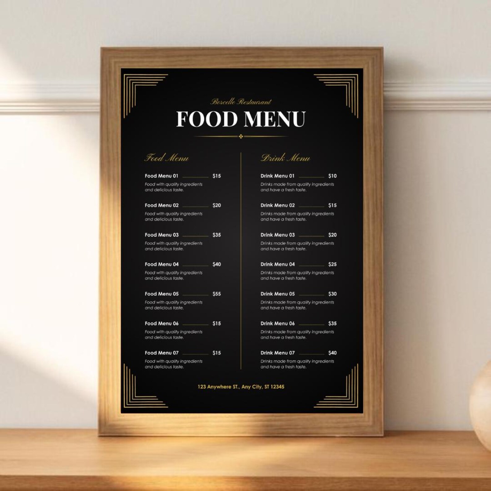 Black and Gold Luxury Food Menu, Elegant Restaurant Menu Template ...