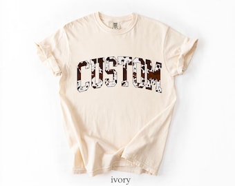 Custom Cow Print Comfort Colors T-Shirt: Western Farm Style