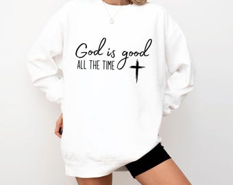 Christian Sweatshirt God Is Good Cross Faith Apparel Spiritual Religious Gift Ideas